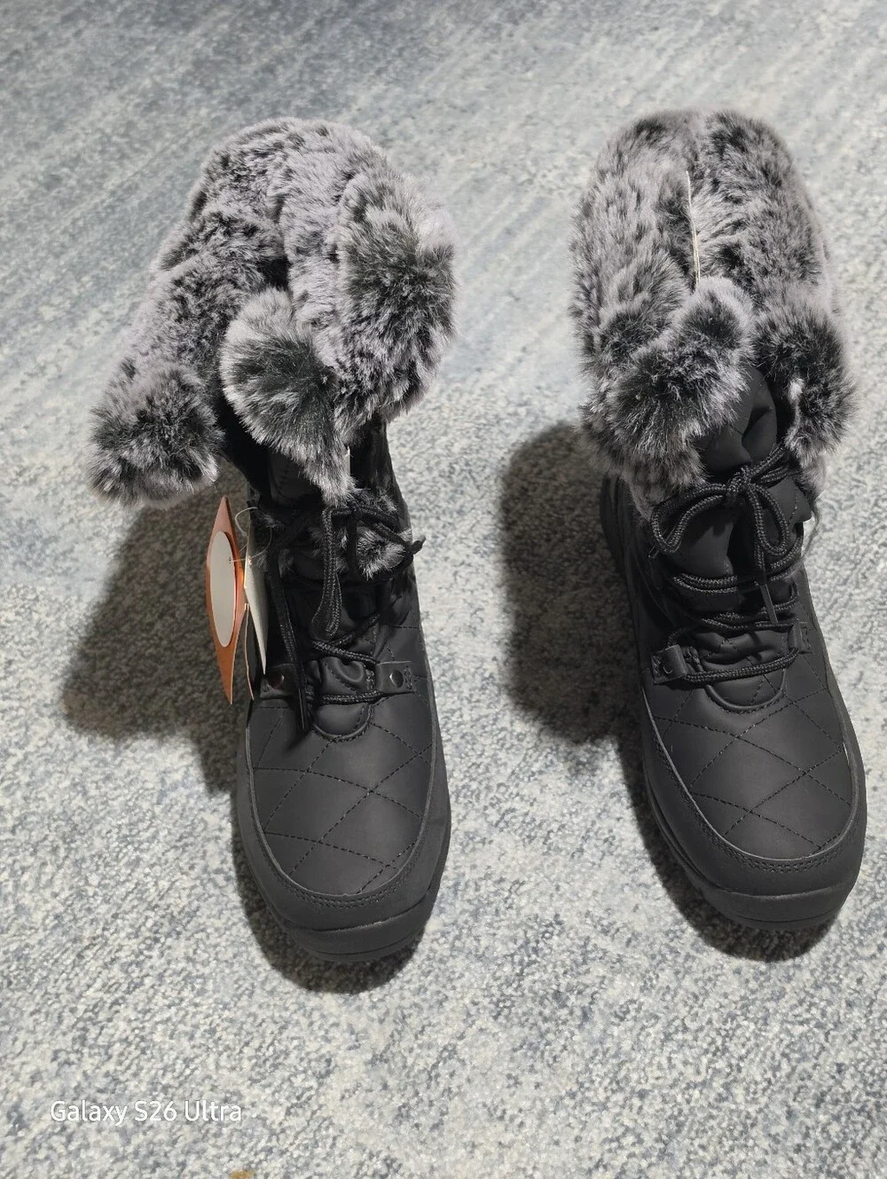 ARTIC SHIELD Women’s Black Winter Snow Boots with Faux Fur Collar Size 9